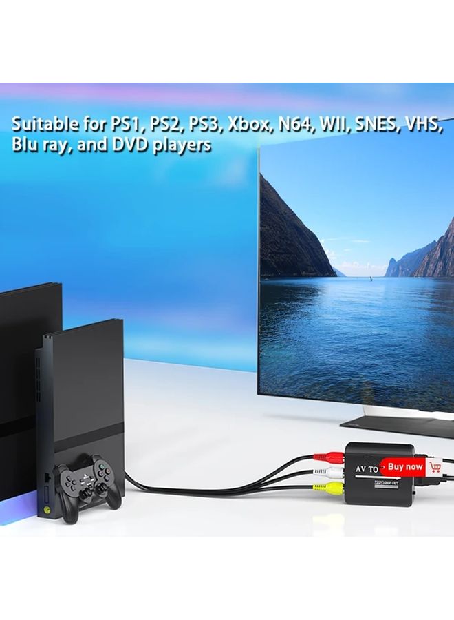 محول AV الأسود إلى HD محول RCA إلى HDTV للتلفزيون والكمبيوتر الشخصي وPS3 وجهاز الاستقبال STB وXbox ومشغلات VHS وVCR وDVD - Image 5
